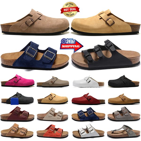 designer boston pantoufles sandales sabot arizona diapositives hommes femmes chaussures marron blanc noir daim cuir tongs sabots boucle curseurs baskets d'extérieur