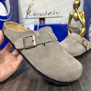 Ontwerper Bostons verstopt sandalen Clog Slippers Cork Flat Fashion Summer Leather Slide Favoriete strand Casual schoenen Dames Men Maat 115