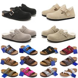 Designer Bostons Sabots Pantoufles Sandales Liège Plat Mode Été Cuir Slide Favorite Beach Casual Chaussures Olied Cuir Pantoufle Femmes Hommes Arizonas Loafer Sandal