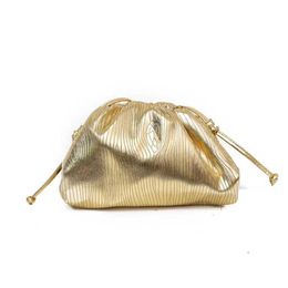 Designer BottegassVenetas Chaîne de pochette en cuir véritable Croix Femmes 2023 Nouveau Nuage d'or Chignon Grand et petit Dumplings tissés Sac à main Épaule unique Oblique S