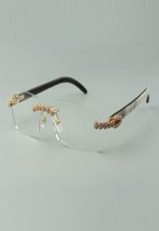 Дизайнерские очки-букеты с бриллиантами. Оправа 3524012 с дужками из натурального смешанного рога буйвола для унисекс8863569