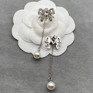 Designer Bow Tie Earring Stud voor Dames Pearl Tassel Oorring Mode Parel oorbellen Pandant Mens Sieraden Geschenk Luxe Hoop oorbel Go