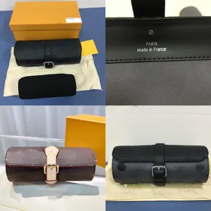 Designer Box Bag Case Clutch voor heren 3 stks horloge bescherming canvas lederen waterdichte mannen portemonnee tas H47530 H4750