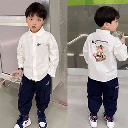 Designer Boys Long-Sleeveved Letter-Printed Top Koreaanse versie Slim-fit shirt High-end sfeer grade kinderen Casual Shirt Boy A1