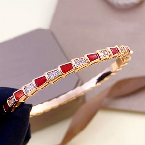 Bracelet de créateur Bracelet Bracelet Bijoux Femme Or Rose Sier Rouge Vert Agate Serpent Diamant Bracelets Bijoux Designers Fille Lady Paty Cadeau D'anniversaire