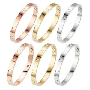 designer armband designer sieraden goud zilver rose plated 4CZ diamant roestvrij staal maat 16 tot 22 mode luxe manchet fo203c
