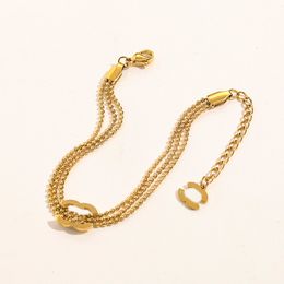 Bracelet de créateur chaîne pour femmes bijoux de luxe charme liens en or bracelets dames double lettre bracelet en cristal chaînes bracciale
