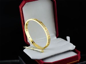 Pulsera de diseño Joyería de diseño Pulsera de oro Brazalete de moda de lujo Acero inoxidable Plata Rosa Cuff Lock 4CZ Diamante para mujer Hombre Brazaletes de fiesta con caja Bolsa para el polvo