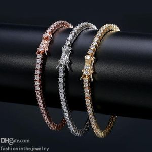 Bracelet de créateur bracelets de tennis en diamant pour femmes cadeau de bijoux de luxe 3 4 5 6 mm 7 8 pouces mode Zircon lien chaîne bracelets hommes Hip Hop diamants en acier inoxydable