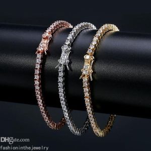 Bracelet de créateur Bracelets de tennis de diamant pour femmes Cadeau de bijoux de luxe 3 4 5 6 mm 7 8 pouces Mode Zircon Lien Chaîne Bracelets Men265g