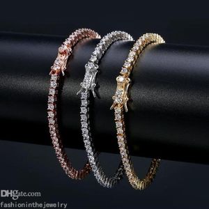 Bracelet de créateurs Bracelets de tennis de diamant pour femmes Cadeau de bijoux de luxe 3 4 5 6 mm 7 8 pouces Mode Zircon Lien Chaîne Bracelets Men207o