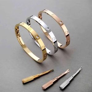 Bracelet de créateur de mode plaqué or 18 carats en titane et acier, bracelet à vis pour femmes et hommes, bijoux en argent