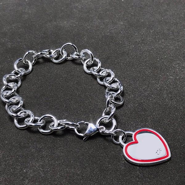 Designer Bracelet Mode Coeur Pendentif Bracelets Femmes En Acier Inoxydable Chaîne De Luxe Amour Lettre Bracelet Bijoux Chaînes Hommes 925 Argent Chaud