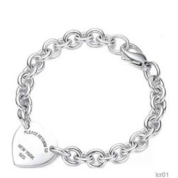 Bracelet de créateur pour femmes en argent sterling 925, pendentif en forme de cœur, chaîne en forme de O, bijoux de luxe de haute qualité, cadeau pour petite amie