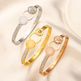 Bracelet de créateur pour femmes, bracelet en or plaqué argent 925, cristal, bijoux d'amour, cadeau de fête, en acier inoxydable
