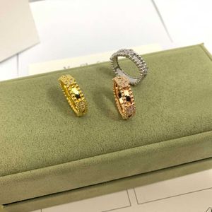 Bracelet de créateur trèfle à quatre feuilles, bijoux de luxe, édition étroite, Kaléidoscope, bague en diamant, or rose, cadeau Van Clee