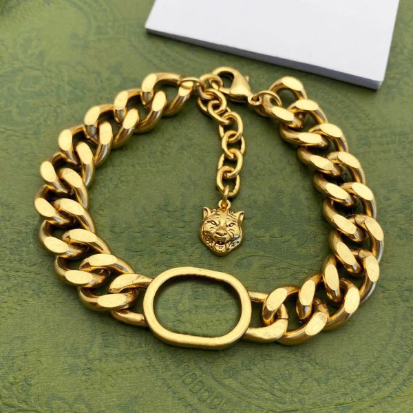 Bracelet de créateur Chaîne en or pour hommes Pendentif tête de tigre Collier Bracelets pour femmes Collier épais de luxe Classique Lettre G Pendentifs Ensemble de bijoux pour femmes