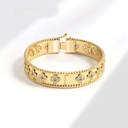 Designer armband hoogwaardige volledige diamanten armband vrouwelijke vier blad klaver armband caleidoscoop armband dames kaart gesp armband kerst sieraden cadeau