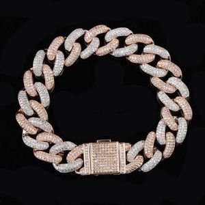 BRACEURE BRACEULET HIP HOP BIJOURS Iced Out Cuban Link Chain Mens Mens Bracelets Bling Diamond Tennis Love Bangle Snap Button Jewlery GO2691