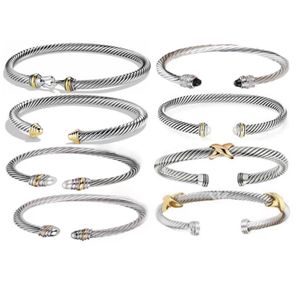 Designer armband sieraden mooie blad luxe armbanden dy mode vintage kabel 925 zilveren gouden manchet bangle Jewlery voor vrouwen 20 opties 5/7mm maat maat