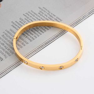 bracelet de créateur bijoux jonc d'amour boucle en acier inoxydable diamant or rose classique de la mode