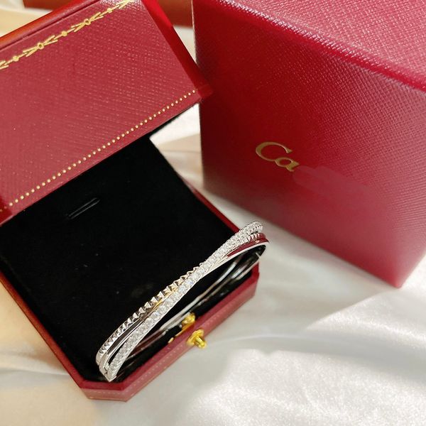 Pulsera de diseñador Pulseras de marca de lujo diseñador para mujeres diseño de alta calidad diamante cien pulsera de cuerpo duro moda regalo de Navidad joyero muy bonito