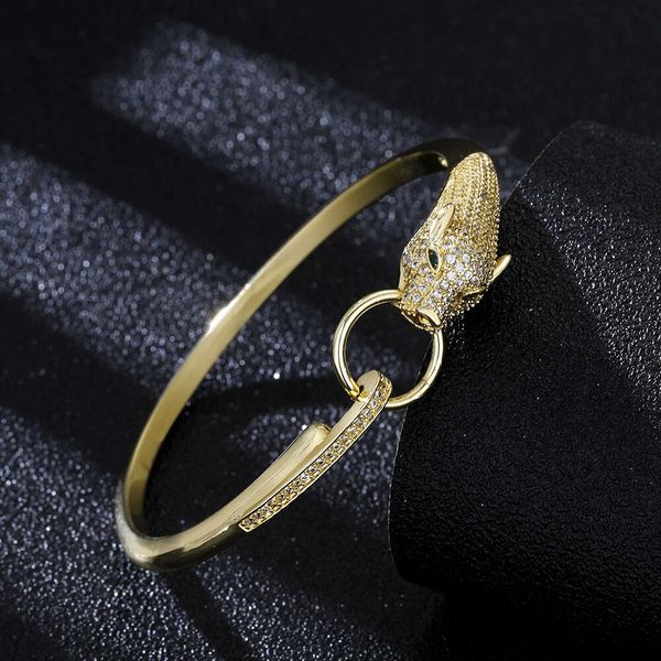 Bracelet de créateur de luxe pour femmes, bijoux à ongles, carte micro incrustée, léopard, doré, ne se décolore pas