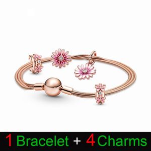 Designer-Armband-Set für Damen, Verlobung, Hochzeit, Geschenk, DIY, passend für Pandora-Armbänder, Blumengarten-Serie, Anhänger, Perlen