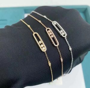 Braceuse de créateurs Femmes Sliding Diamond Charm bracelet plaqué rose or argent chaîne de luxe Diamond Bangles Femmes Gift Multi styles Simple