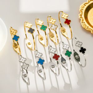 Bracelets de créateurs 4 / quatre feuilles de trèfle bijoux de bracelet ouvert marque Bracelet 18K Gold Women Jewelry Lady