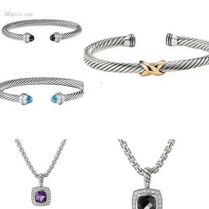 Pulseras de diseño Pulsera Dy Collar retorcido Cabeza de perla Moda para mujer Pulseras torcidas versátiles Joyas Chapado en platino Ventas calientes