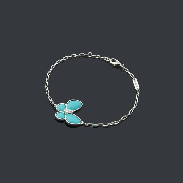 Pulseras de diseño Joyas con dijes Pulsera de diamantes VC de lujo 5 Trébol Ágata azul Mariposa Oro de 18 quilates Plata 925 Embalaje original