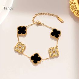 Pulseras de diseño Pulsera de trébol Joyería de lujo Pulsera de cuatro hojas Placa de oro de 18 quilates Ágata Encanto de diamante Moda Van Love Cadena de encanto para mujeres Fiesta de regalo de boda