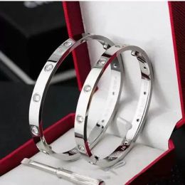 designer armbanden designer sieraden gouden armband luxe mode roestvrij staal zilver roos manchetslot 4CZ diamant voor dames vrouw heren man party gift armbanden