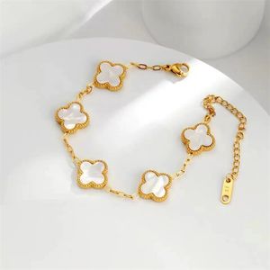 Pulseiras de designer para mulheres pulseira de trevo de quatro folhas pulseira de moda pulseiras de aço inoxidável 18k banhado a ouro joias de casamento presente de dia de ação de graças MBN1