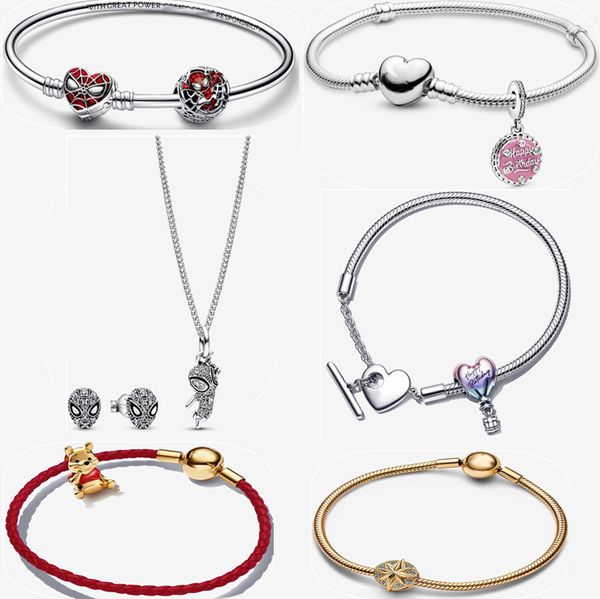 Bracelets de créateurs pour femmes Bijoux Cadeau Double Candy Cane Coeur Noël Dangle Charm DIY Fit Pandoras Bracelet Collier Boucles d'oreilles Clavicule Chaîne Pendentif avec boîte