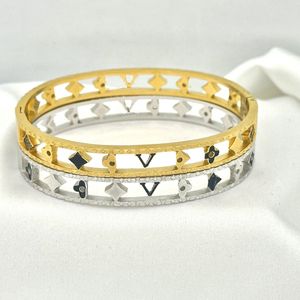 Designer armbanden sieraden bedel armband dames armband brief vergulde roestvrijstalen gouden polsbandje geschenken accessoires hollow out