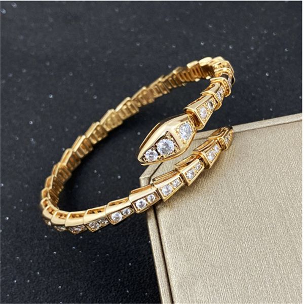 Bracelets de créateurs Luxe Argent Couple Bracelet Bambou Os Bracelets Pour Femmes Réglable Serpentine Plein Diamants Bracelet 4 Couleurs Casual Parti Cadeau Bijoux