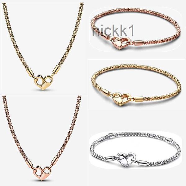 Bracelets de créateurs Collier pour femmes Bijoux Amour Boucle Pendentif DIY Fit Pandoras Bracelet en or rose Colliers Mode Luxe Cadeaux de fête avec boîte 4WXN