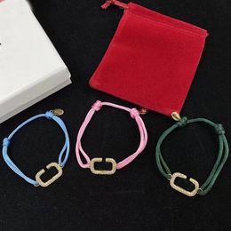 Designer armbanden Rhinestone Jewelry Luxury heren damesketen handgeweven touw met modebrief punk hiphop sieraden