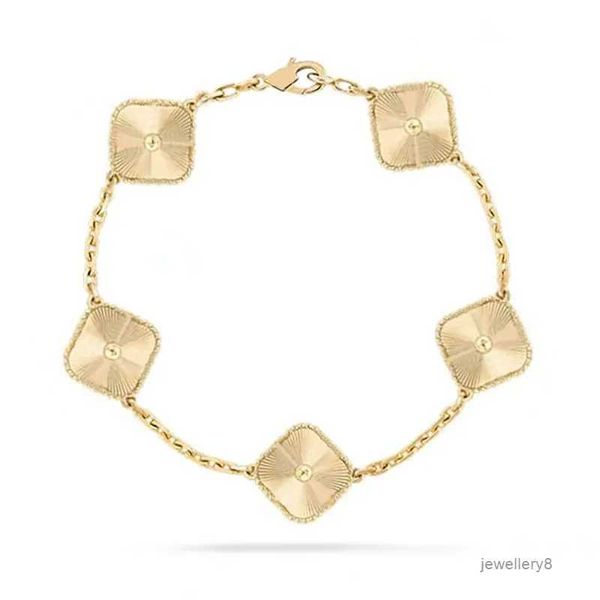 Bracelets de créateurs Bracelet Van Clover Four Leaf Clover 18K Gold Love Bangle Pendant Sparkling Crystal Diamond For Women Girl Wedding Mother Day Juif