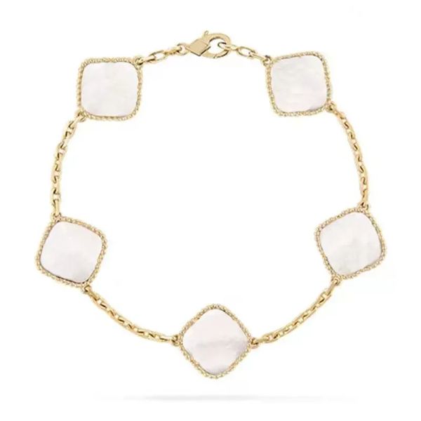 Bracelets de créateurs Van Clover Bracelet trèfle à quatre feuilles en or 18 carats pendentif bracelet en cristal étincelant diamant pour femme fille mariage bijoux de fête des mères avec boîte
