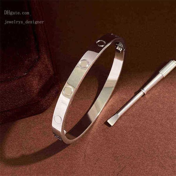 Designer Bracelets Femmes Amoureux Bracelet Argent Or Bracelets Hommes Designer De Luxe Bijoux Couple En Acier De Titane Mode Simple Pas De Pilote De Boulon Vis À Ongles Diamant