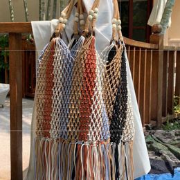 Designer gevlochten haak nettas vrouwen casual geweven zomerreizen geweven strand emmer draagtas tas portemonnee 2022 nieuwe handtas 230304