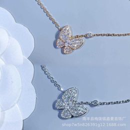 Diseñador Brand 925 Collar de diamante completo de Van Butterfly Silver con cadena de cuello de precisión de alta edición de 18K