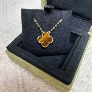 Designer Brand 925 Sterling Silver Van Tiger Eye Clover ketting verguld met 18K Gold Lucky Grass Pendant en Collar Chain CNC Precision High Edition