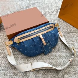 Diseñador Marca azul Denim cintura con bolsos de mano de cuerpo de cofre vintage