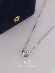 Merk Carter Classic Simple UFO Round Diamond Bubble ketting met puur zilveren platen modieuze en veelzijdige unieke ontwerpkraagketen