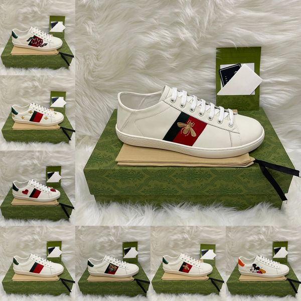 Designer Brand Styling Classic Ace Casual Bee Low Mens Womens Chaussures Tiger de haute qualité Broidered Blanc White Green Stripes Walking Sneakers Dhgate