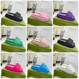 zapatillas de diseñador de lujo para mujer, zapatos de marca, toboganes, zapatillas para niñas, 60 mm, cubiertas de lona, sandalias de plataforma de suela gruesa de cuero genuino y caja de polvo, la mejor calidad